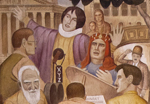 Detail from "Development of the Arts" mural at Knight Library, University of Oregon