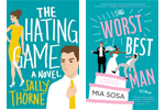Covers of The Hating Game and The Worst Best Man, examples of the "enemies to lovers" romance trope