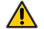 Yellow and black triangular caution sign