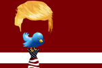 Illustration: Yellow hair and flag tie with empty head space and Twitter bird for a mouth (Image: Gerd Altmann/Pixabay)