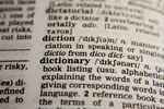 Close up the definition of dictionary