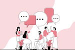 Illustration of people with speech bubbles