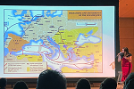 Projector with a map image showing Europe