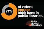 Unite Against Book Bans stat--71% of voters oppose book bans in public libraries