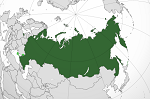 Map with Russia highlighted in green
