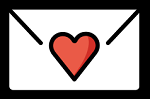 Envelope with  heart on seal