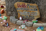 Photo of a rock garden in front of the public library in Uvalde