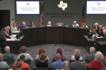 Screencap from the webcast of a Granbury Independent School District board meeting.