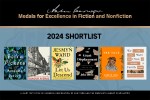 Andrew Carnegie Medals for Excellence in Fiction and Nonfiction 2024 Shortlist, with a montage of the titles on the list.