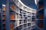 Dramatically curved library shelves