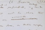 Section of a page of a draft of On the Origin of Species including Charles Darwin's signature