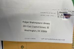 Envelope of the letter sent by January 6 insurrectionists to Folger Shakespeare Library