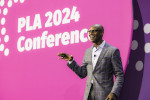 Shola Richards speaks at the opening session for the 2024 Public Library Association conference on April 3 in Columbus, Ohio.