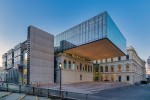 University library building with modern and traditional architecture elements