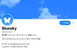 Bluesky's profile page on Bluesky