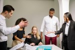Angry office meeting