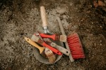 Bucket of archaeology tools