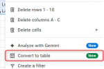 Convert to table option in Google Drive