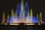 Decorative fountain illuminated by colored lights