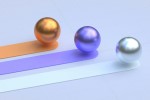 Multi-colored marbles on different paths