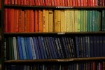 Bookshelf organized by color