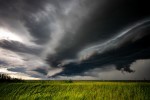Storm clouds over a field
