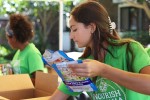 Hawaii Food Bank volunteers packing food supplies
