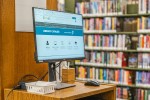 Library computer displaying a catalog page