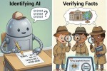 Part of the proposed curriculum, including a robot writing and a group of young detectives