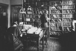 Historic photo of researchers at the National Library of Norway