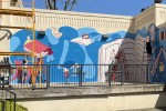 River mural outside Columbus State University's Simon Schwob Memorial Library