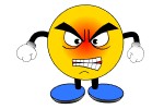 Yellow enraged smiley-face logo