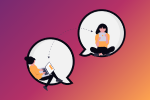 People in bubbles working on their computers