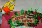 Jurassic Junction summer reading decor with a pterodactyl at Lester Public Library