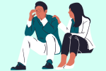 One person comforting another
