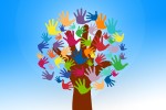 Collection of hands on a tree