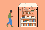 Man approaching an inviting book display