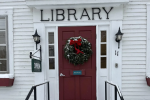 Front door of a rustic rural library